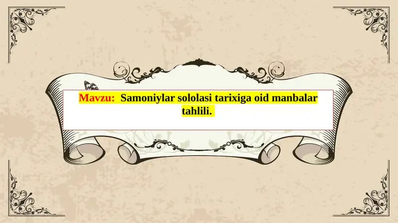 Samoniylar soli olasi tarixiga oid manbalartahlili