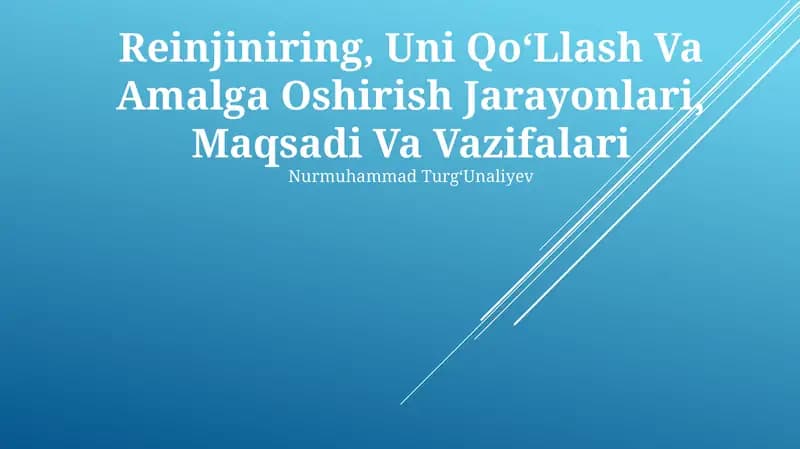 Uni Qo‘Llash Va Amalga Oshirish Jarayonlari