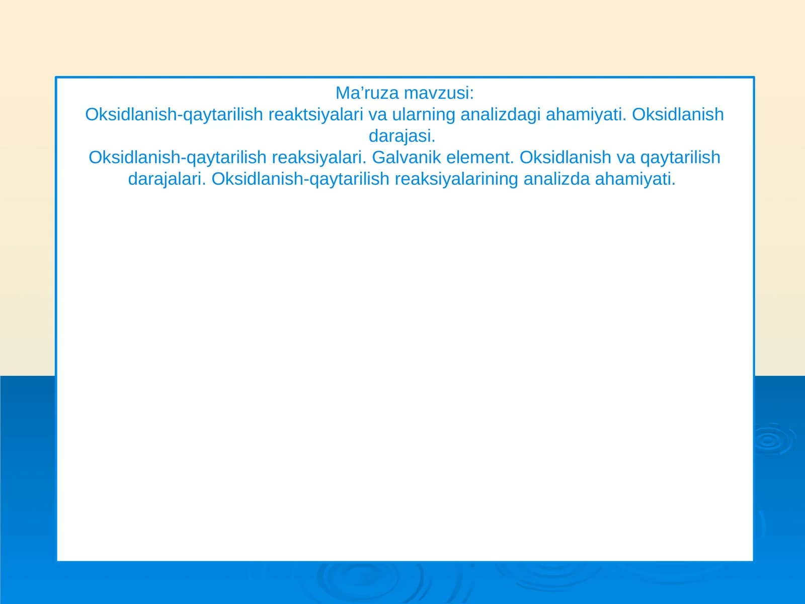 Oksidlanish-qaytarilish reaktsiyalari va ularning analizdagi ahamiyati