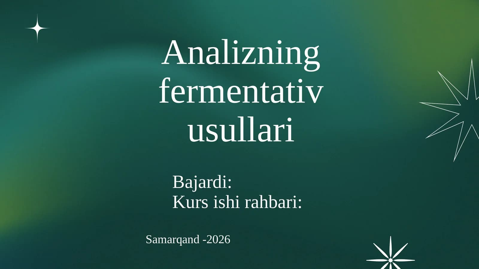 Analizning fermentativ usullari