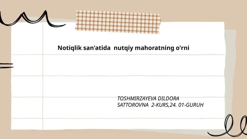 Notiqlik san'atida nutqiy mahoratning o'rni