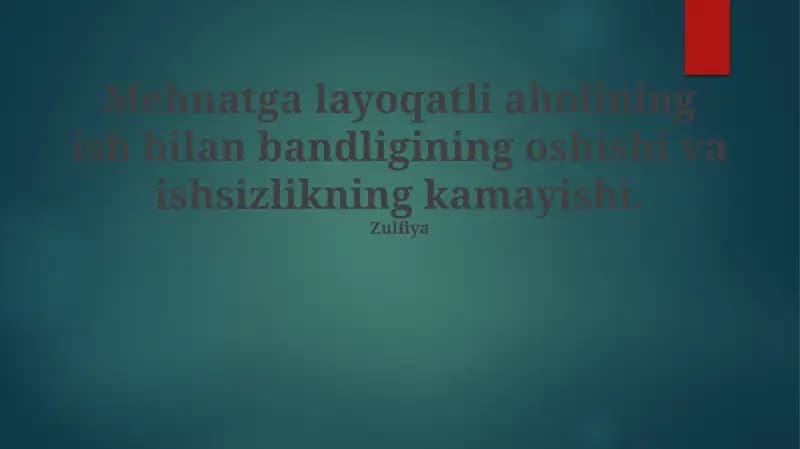 Hozirgi Bandlik Statistikasi