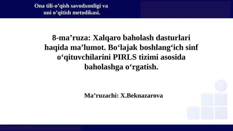 Onatili-o’qish savodxonligi va uni o’qitish metodikasi