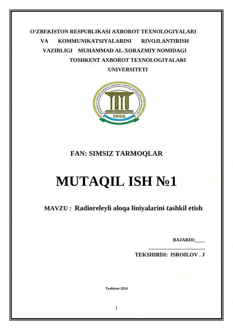 Radioreleyli aloqa liniyalarini tashkil etish
