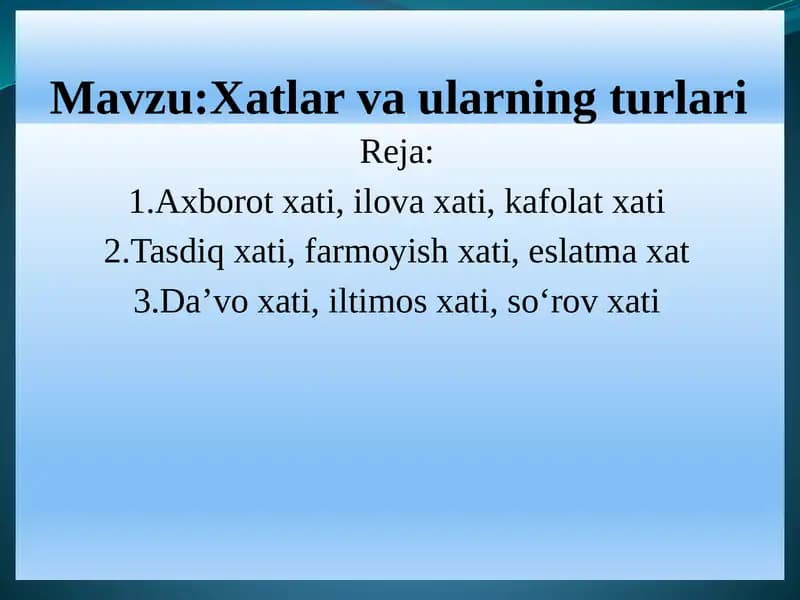 Xatlar va ularning turlari
