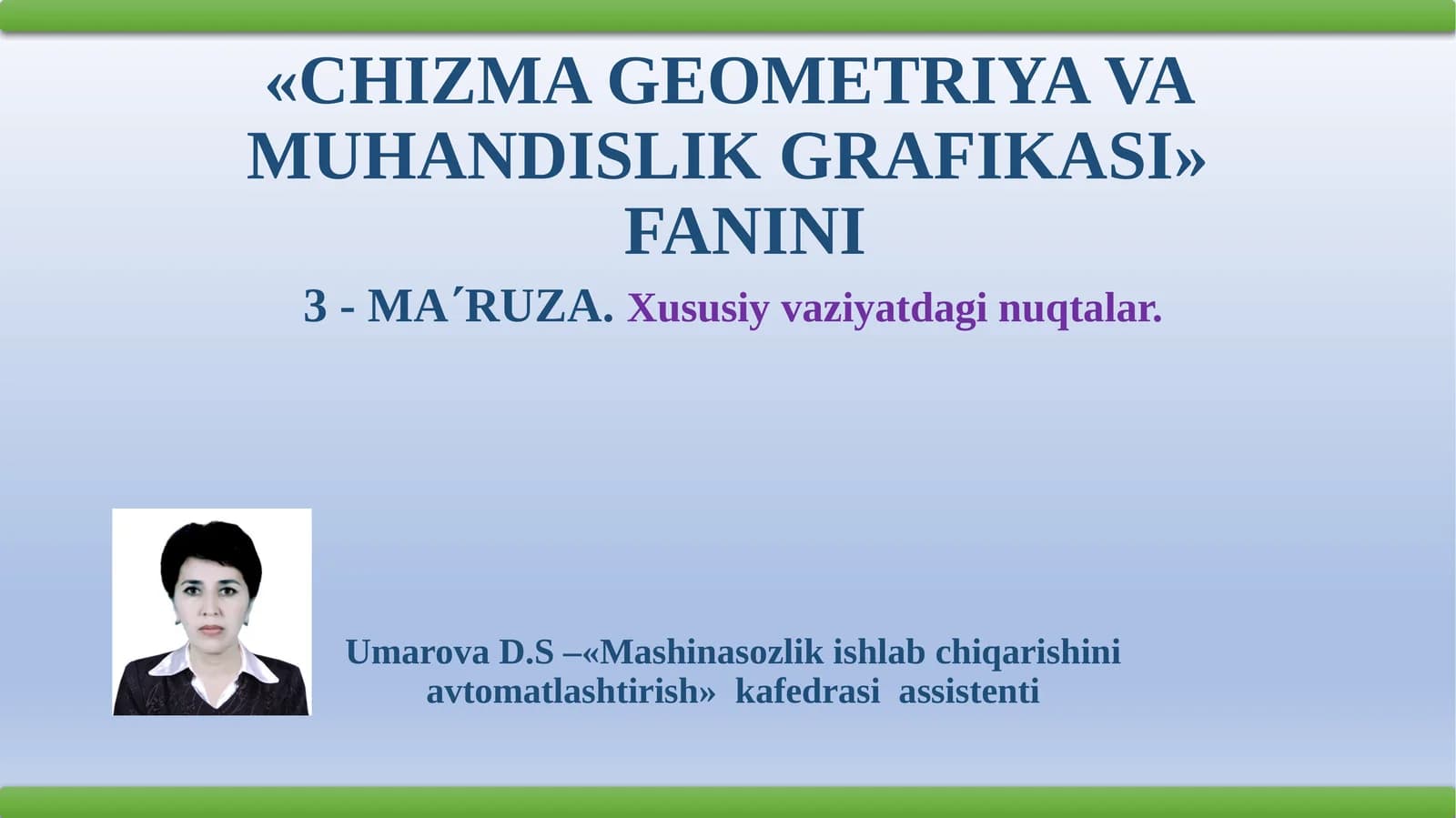 Xususiy vaziyatdagi nuqtalar