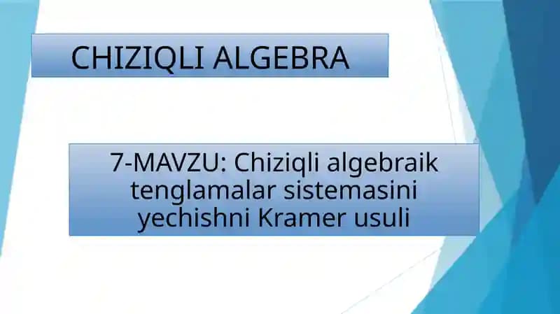 Chiziqli algebraik tenglamalar sistemasini yechishni Kramer usuli