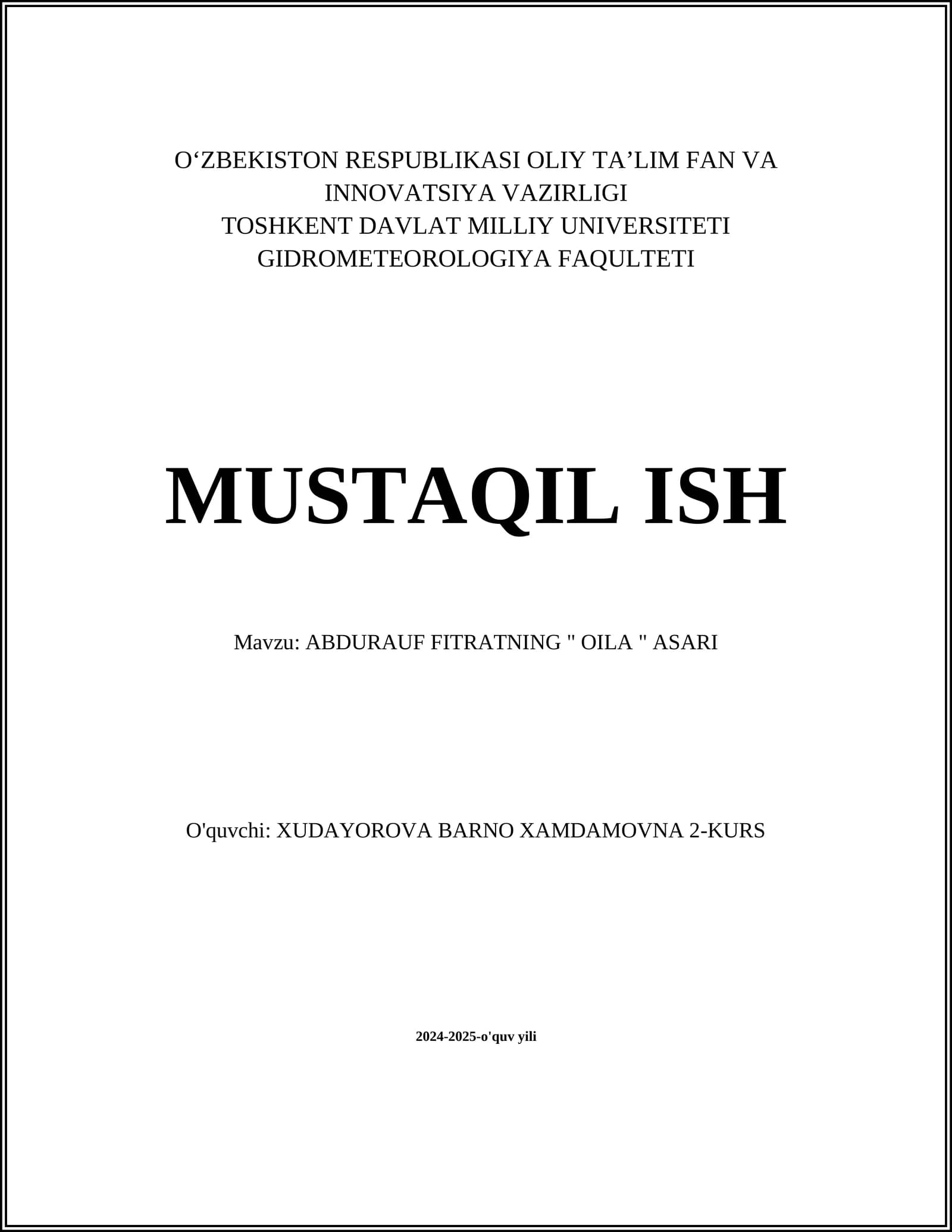 ABDURAUF FITRATNING "OILA" ASARI