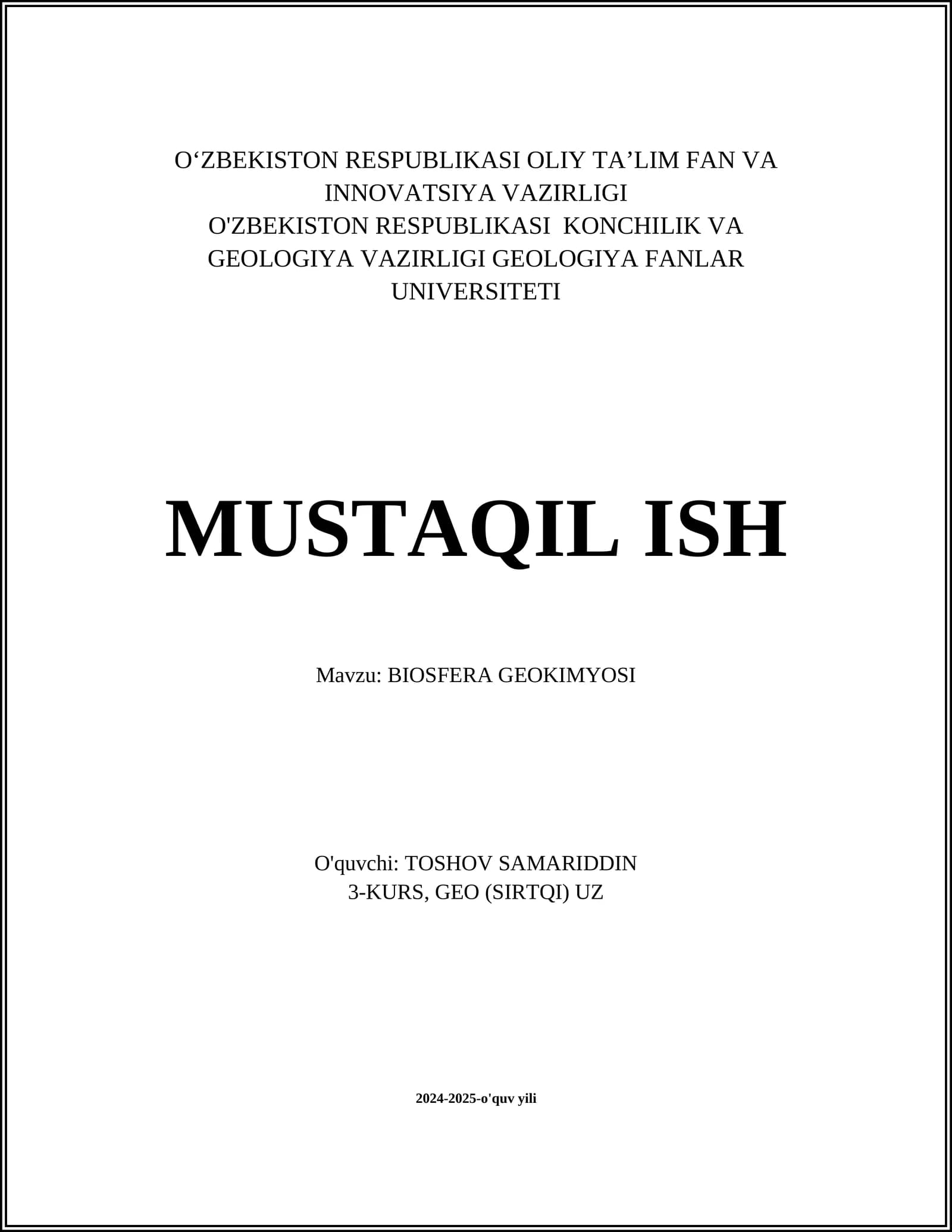 BIOSFERA GEOKIMYOSI