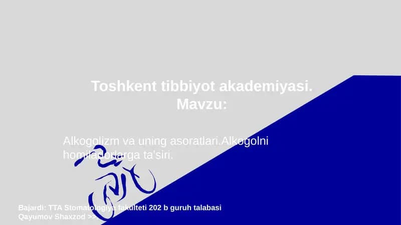 Alkogolizm va uning asoratlari-Alkogolni homiladorlarga ta'siri
