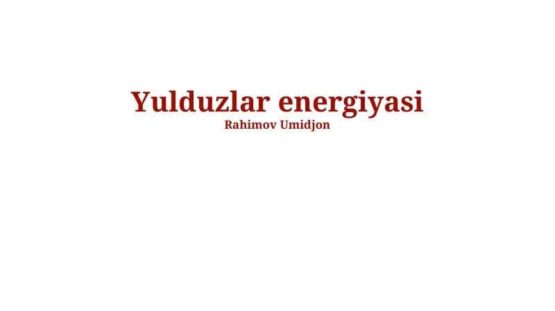 Yulduzlar energiyasi