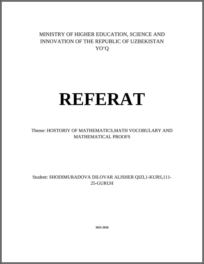 HOSTORIY OF MATHEMATICS,MATH VOCOBULARY AND MATHEMATICAL PROOFS