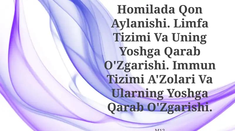 Vena Tizimi Va Uning Yoshga Qarab O'Zgarishi