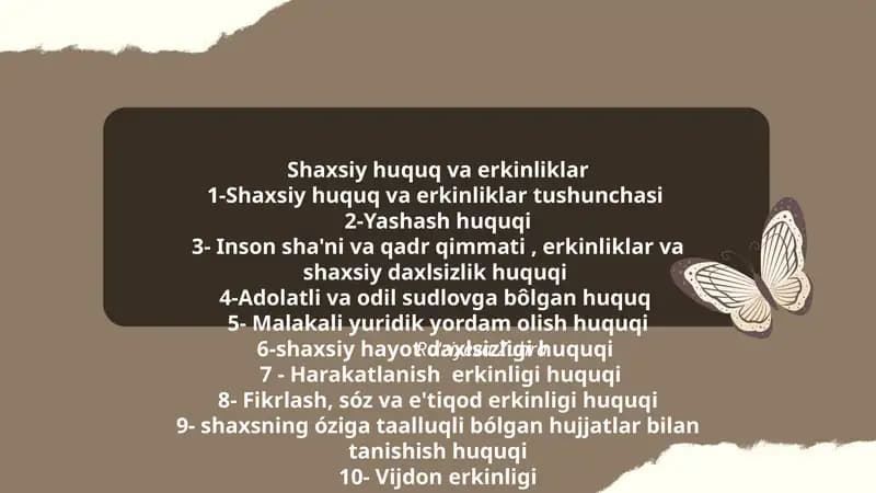 Shaxsiy huquq va erkinliklar