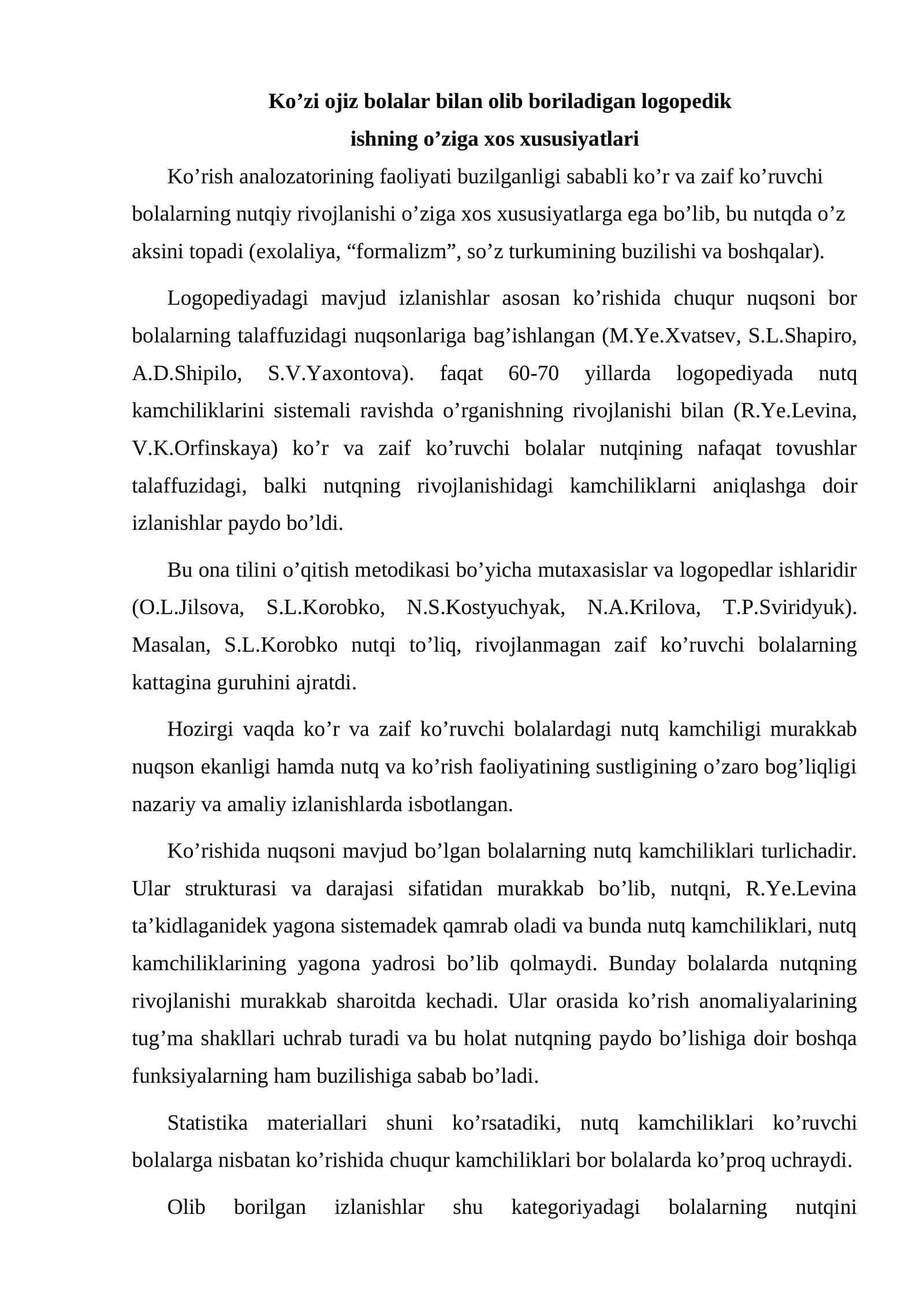 Logopedik ishlar