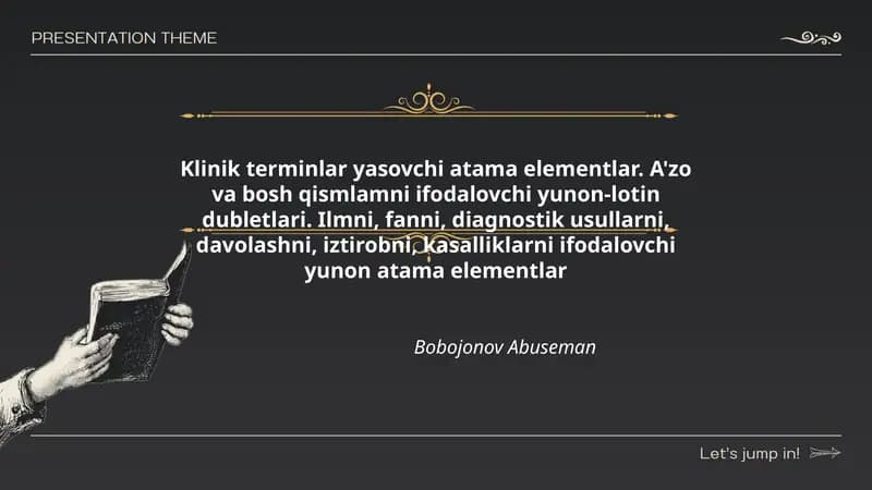 Klinik terminlar yasovchi atama elementlar