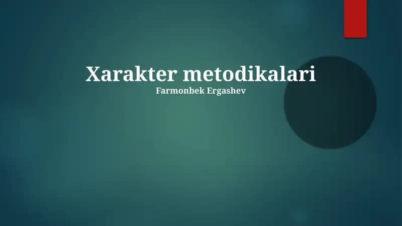 Xarakter metodikalari