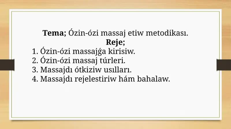 Ózin-ózi massaj etiw metodikası