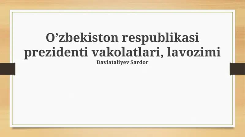 Oʻzbekiston Respublikasi Prezidenti vakolatlari