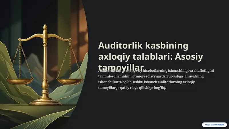 Auditorlik kasbining axloqiy talablari: Asosiy tamoyillar