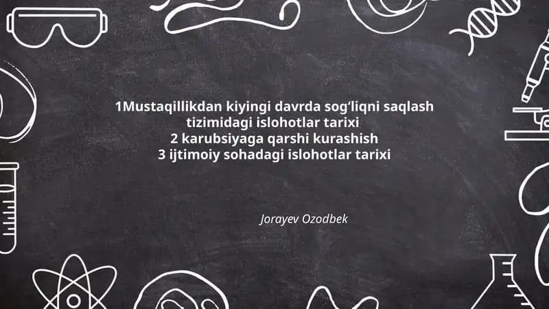 Mustaqillikdan keyingi sogʻliqni saqlash tizimi islohotlarining umumiy tarixi