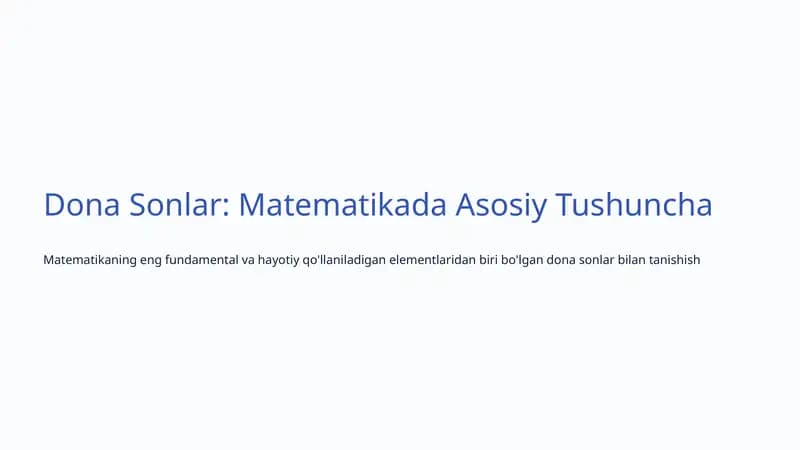 Dona Sonlar: Matematikada Asosiy Tushuncha