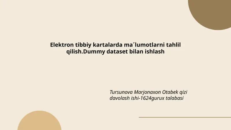 Elektron tibbiy kartalar ma'lumot tuzilishi va formatlari