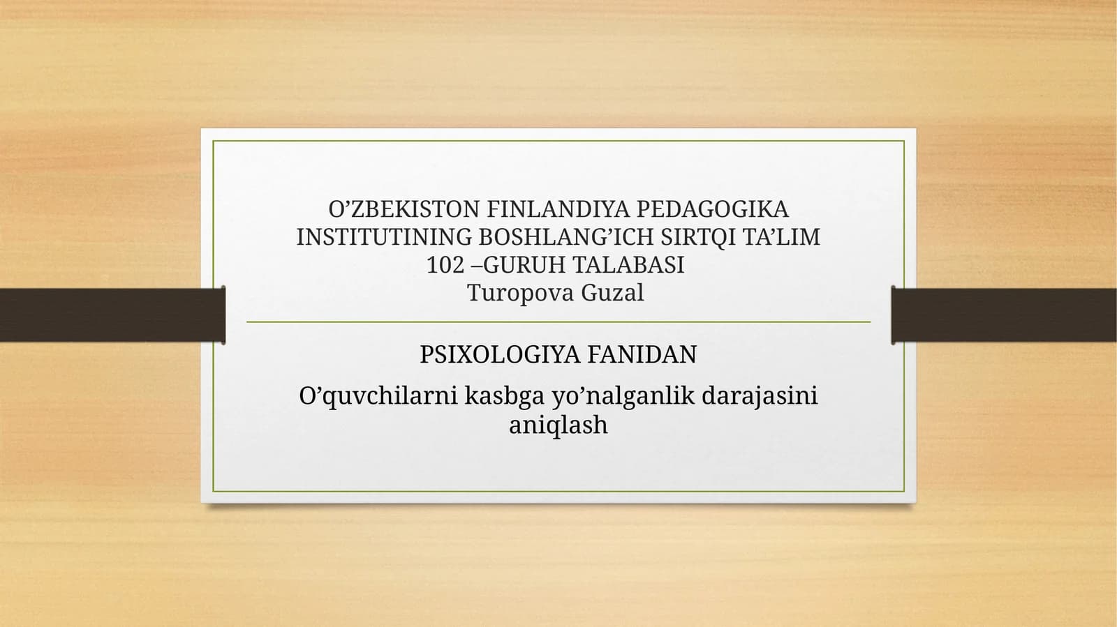 O’zbekiston Finladiya Pedagogika Institutining Boshlang’ich Sirtqi Ta’lim