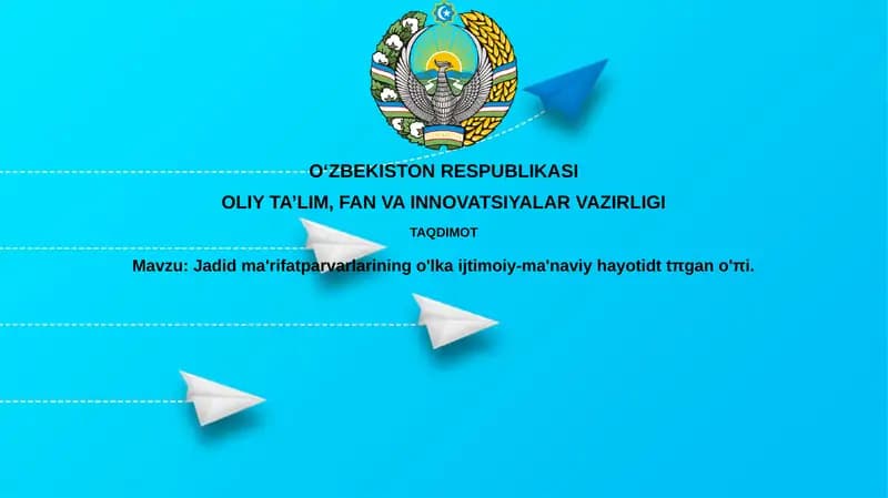 Jadid ma'rifatparvarlarining o'lkaijtimoiy-ma'naviy hayotid ttπganο'πi