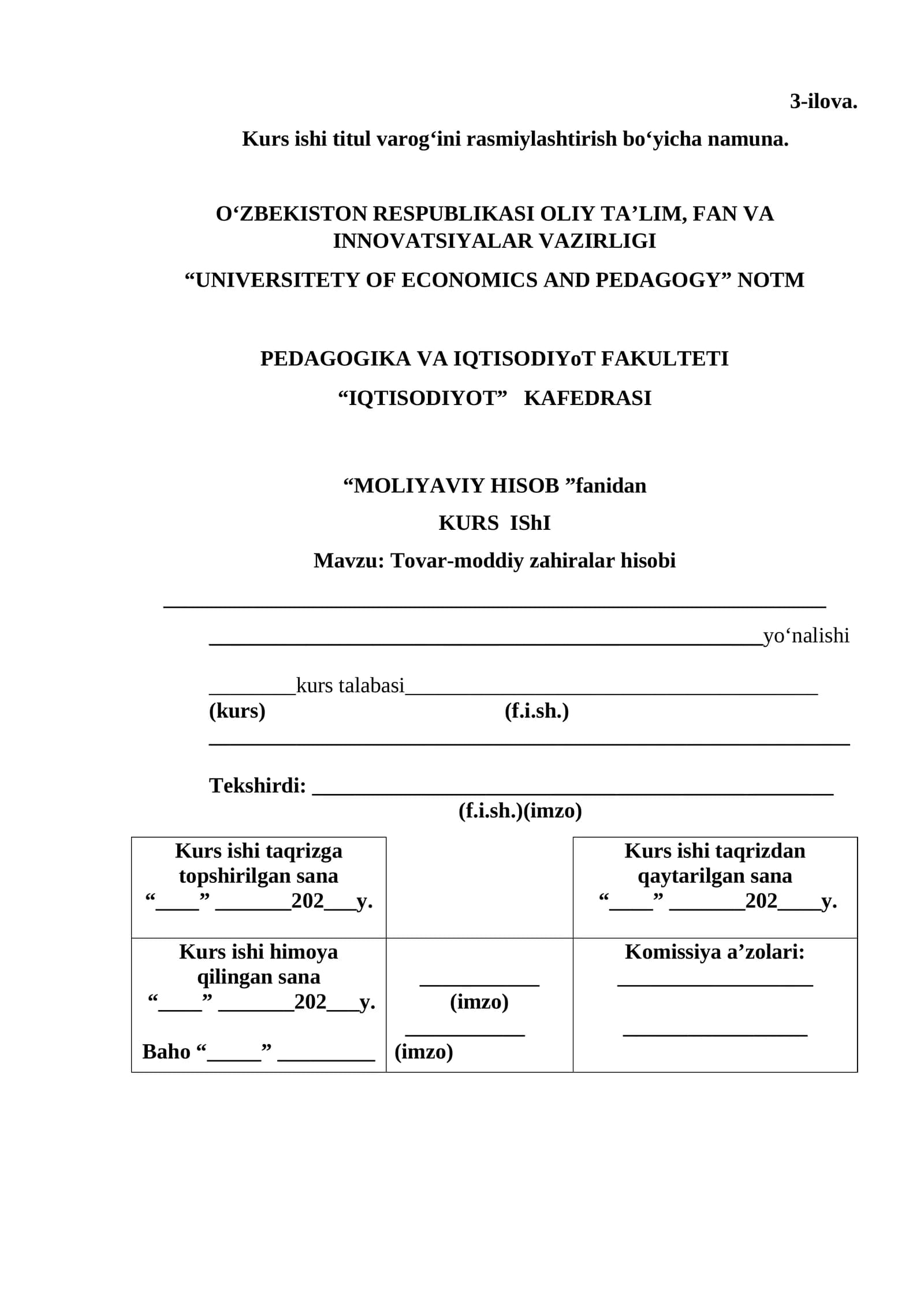 Tovar-moddiy zahiralar hisobi
