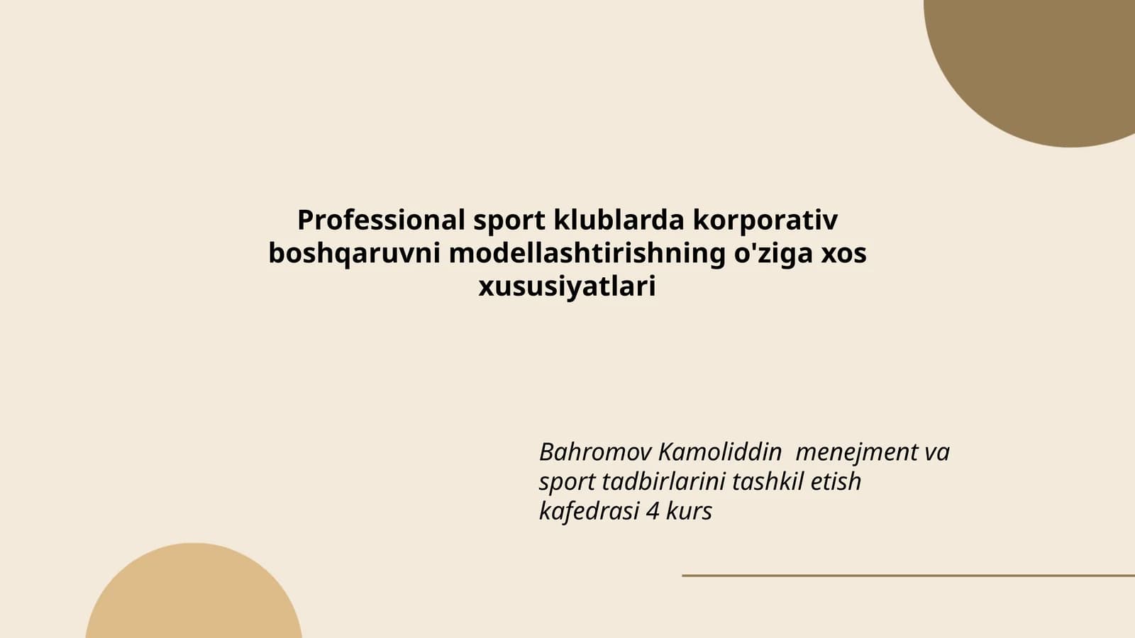 Professional sport klublarda korporativ boshqaruvni modellashtirishning o'ziga xos xususiyatlari