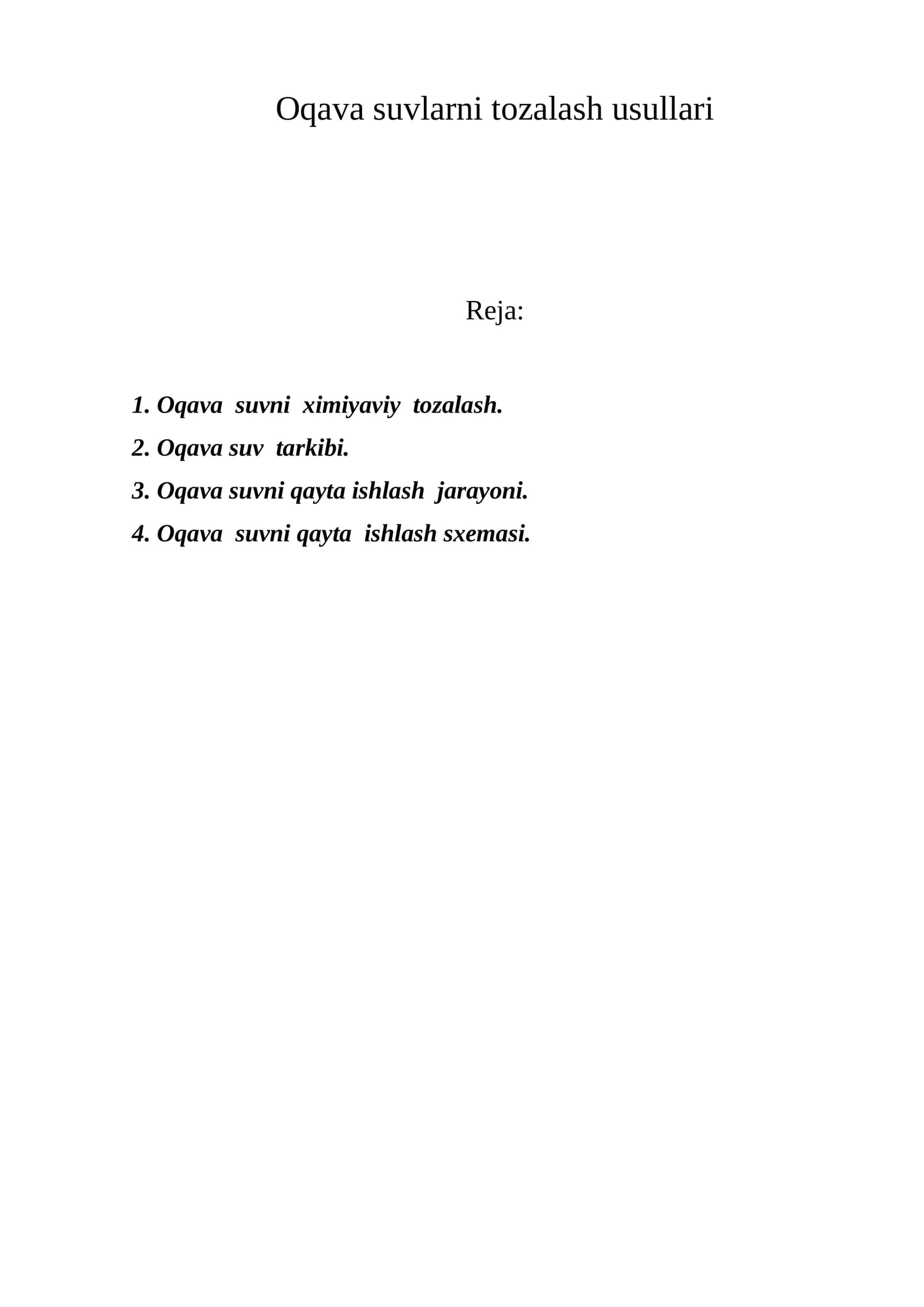 Oqava suvlarni tozalash usullari