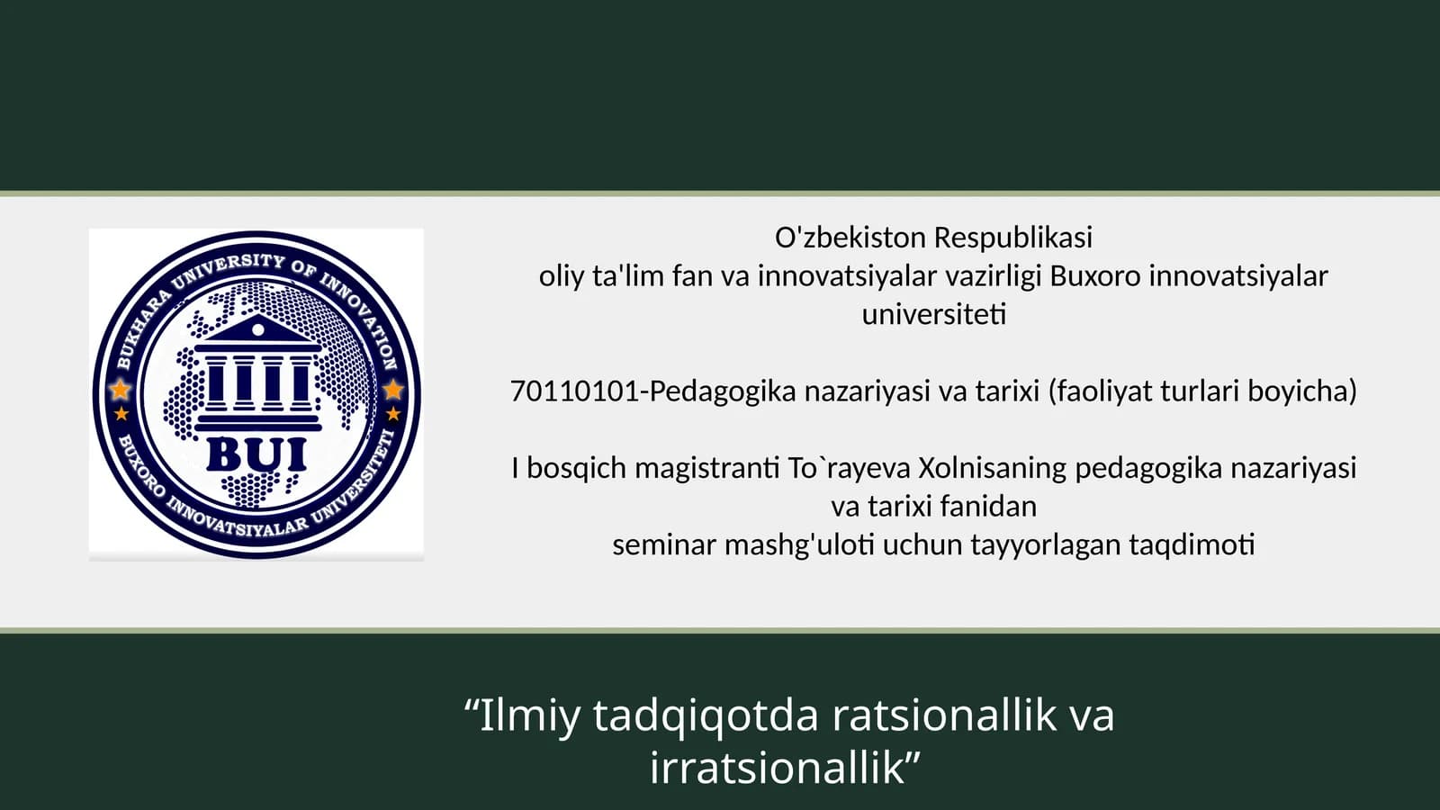 Ilmiy tadqiqotda ratsionallik va irratsionallik