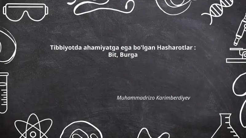 Tibbiyotda ahamiyatga ega bo'lgan Hasharotlar: Bit, Burga