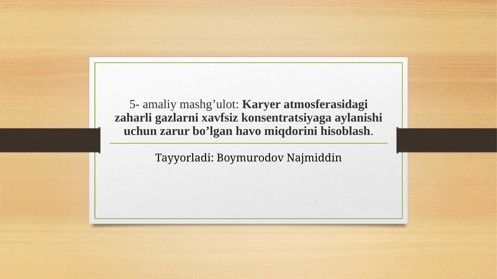 Karyerat atmosferasi dagi zaharli gazlar nixavfsiz konsentratsiyaga aylanishi uchun zarur bo'lgan havo miqdorini hisoblash