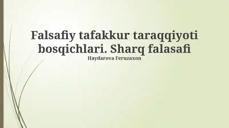 Falsafiy tafakkur taraqqiyoti bosqichlari