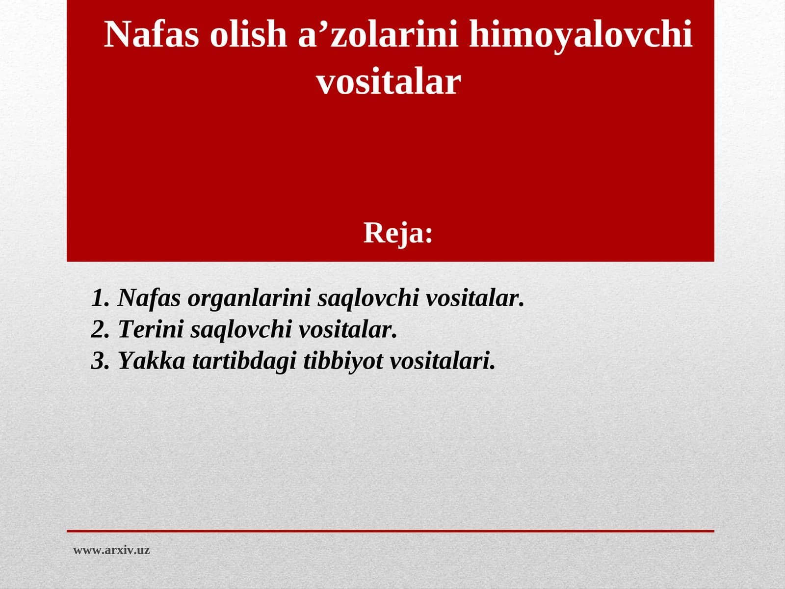 Nafas olish a’zolarini himoyalovchi vositalar