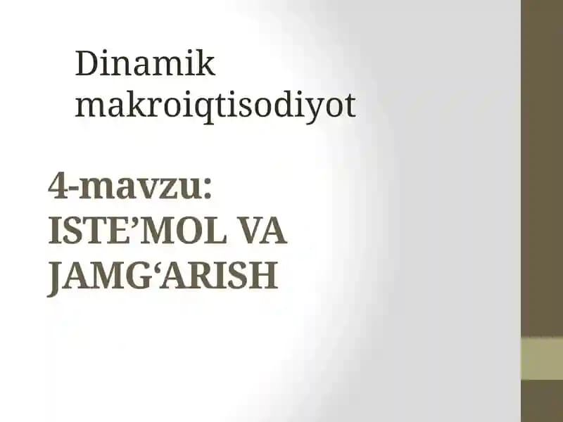 Iste’mol va jamg‘arish