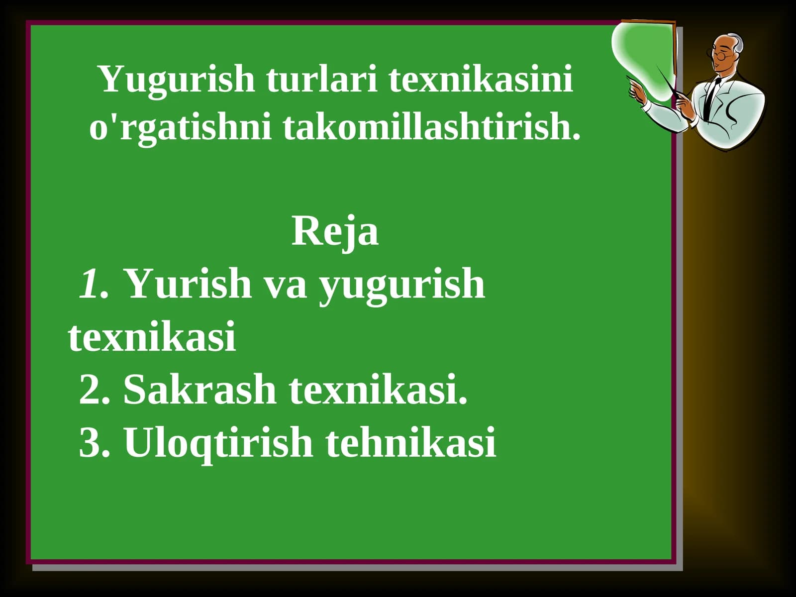 Yugurish turlari texnikasini o'rgatishni takomillashtirish