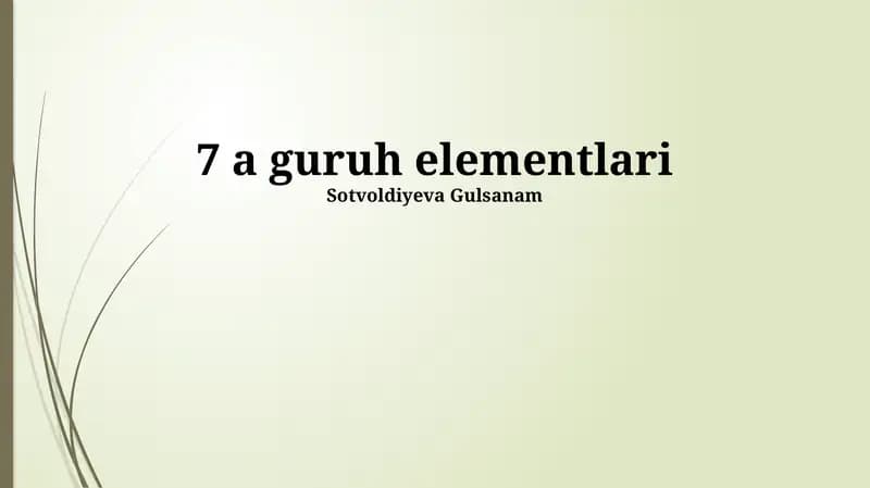 7 a guruh elementlari