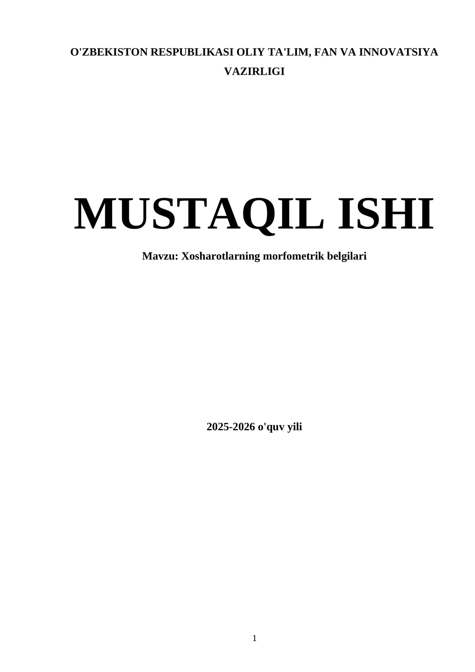 Xosharotlarning morfometrik belgilari