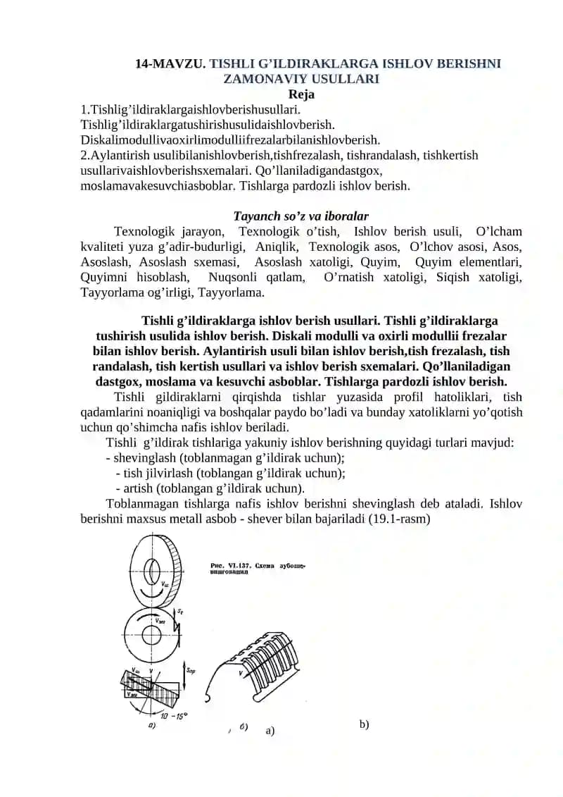 TISHLI G’ILDIRAKLARGA ISHLOV BERISHNI ZAMONAVIY USULLARI