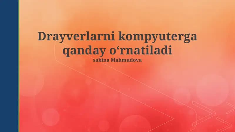 Drayverlarni kompyuterga qanday oʻrnatiladi