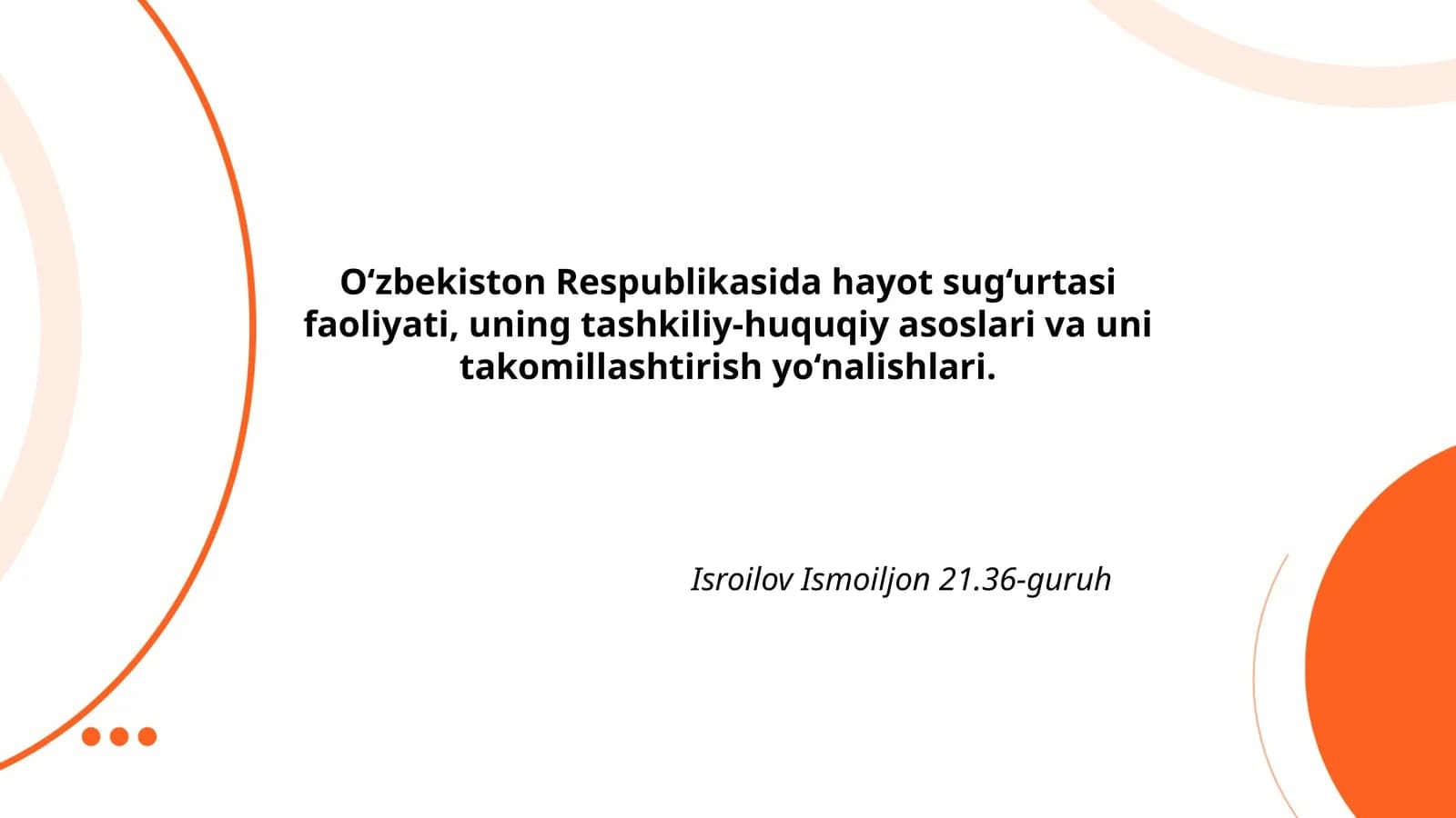 O'zbekiston Respublikasida hayot sug'urtasi faoliyati