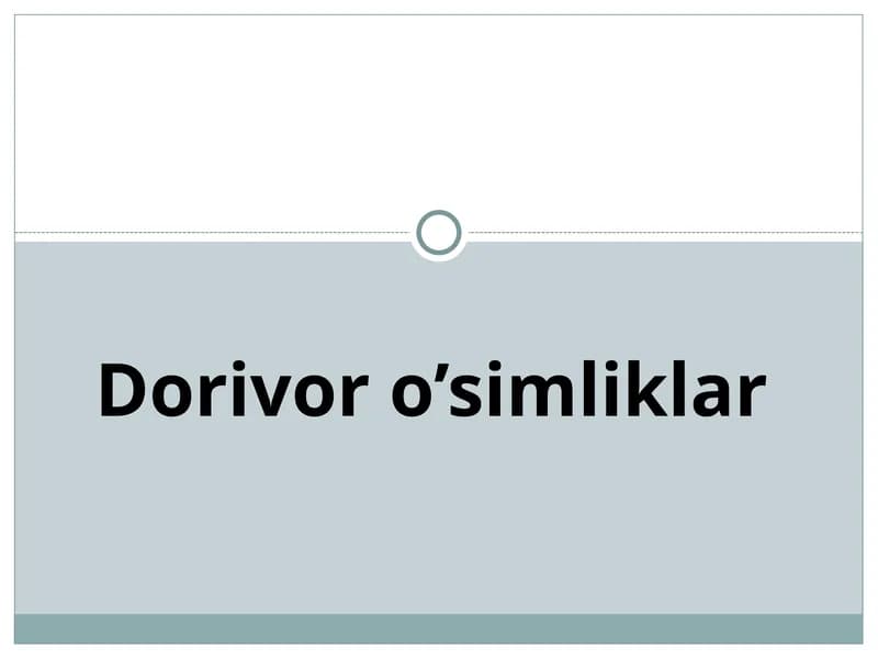 Dorivor o'simliklar