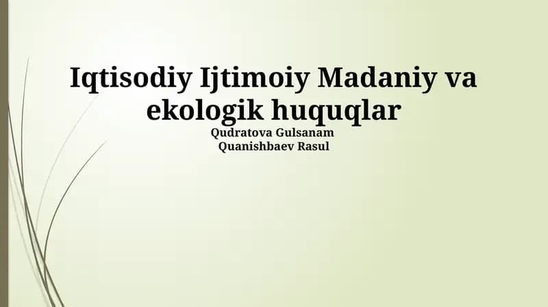Iqtisodiy Ijtimoiy Madaniy va Ekologik Huquqlar