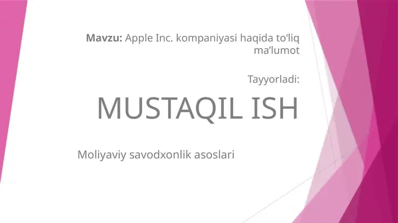 Apple Inc. kompaniyasi haqida to‘liq ma’lumot
