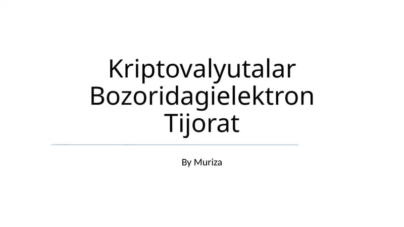 Kriptovalyutalar Bozoridagielektron Tijorat