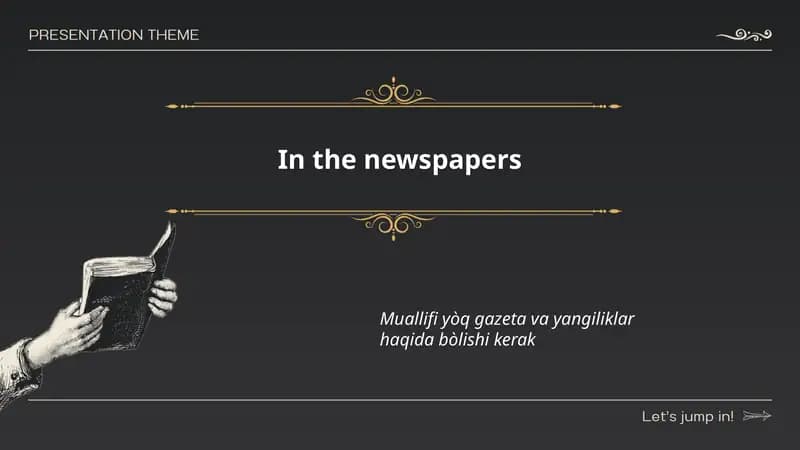 Muallifi yòq gazeta va yangiliklar haqida bòlishi kerak