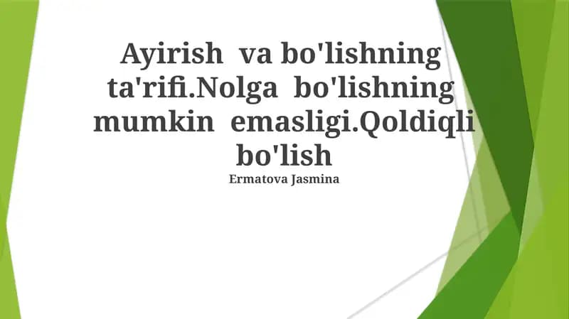 Bo'linish va uning ta'rifini tushunish